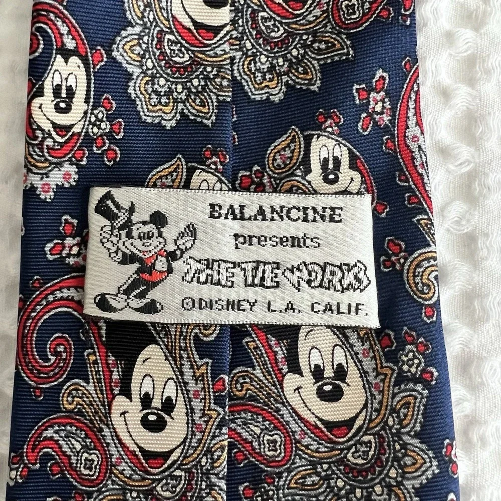 Mickey Mouse Paisley Tie Balancine Tie Works Silk Preppy Disney Vintage 90s‎